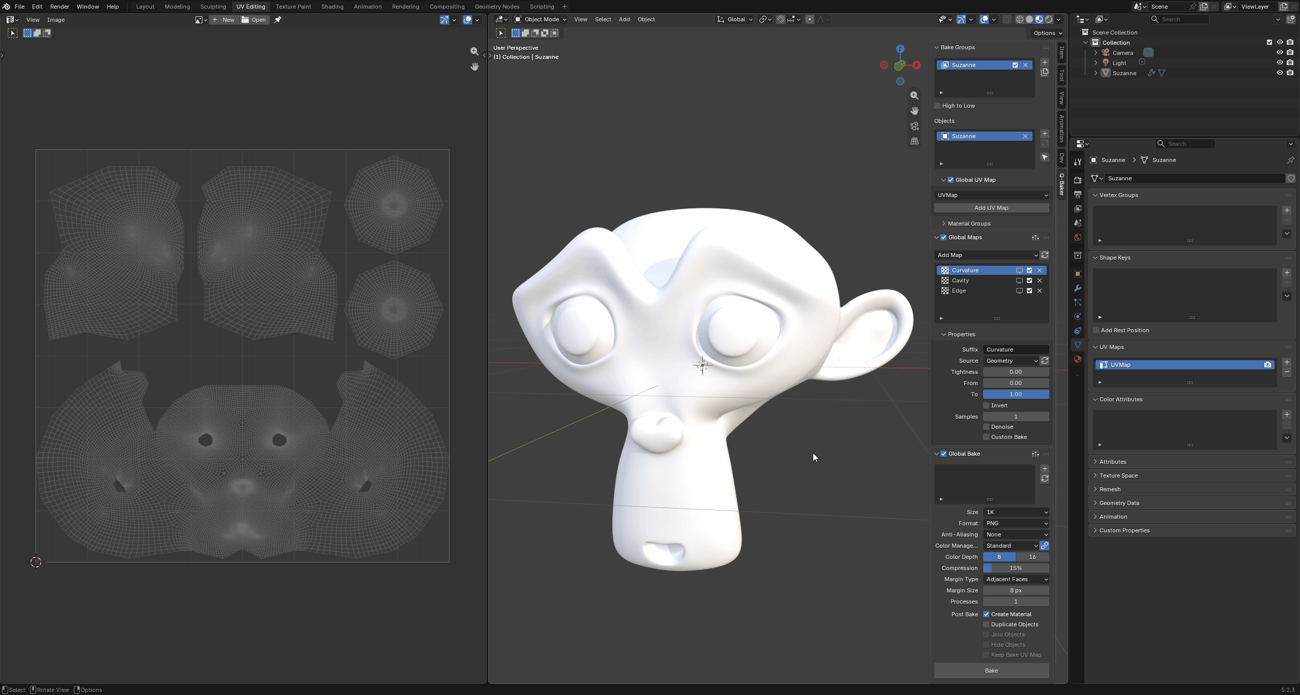 Automatically unwrapping and packing UV islands for baking