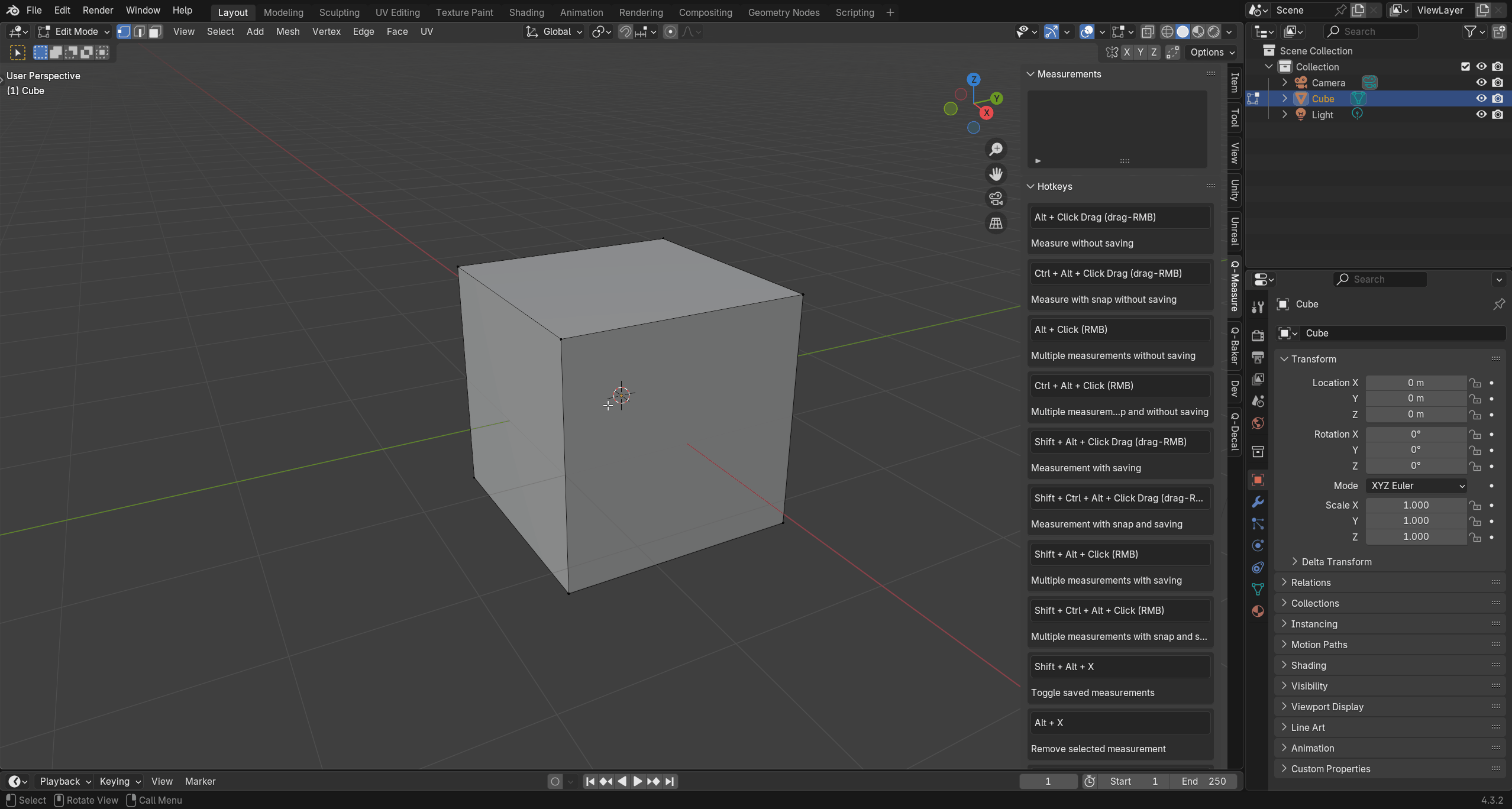 Locking measurement points to vertices in Edit Mode